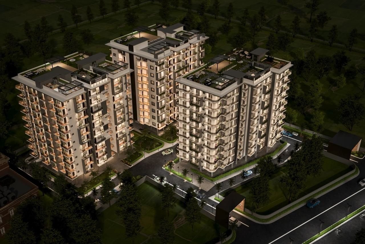 Shriejan Heights three-tower exterior rendering